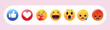 © meddesigner - Emoji icons set. Social media emoticon reactions collection, vector illustration