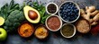 © haikal std - Colorful array of fresh produce and spices arranged on a dark surface