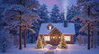 © Anawin - Cozy snow-covered cabin in a serene winter forest, glowing with festive Christmas lights and warmth, an inviting retreat for cherished holiday memories and delightful home preparations