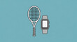 © Atta - Tennis racket and smart watch sport and technology concept healthy lifestyle and fitness tracking modern gadgets for active people
