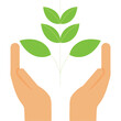 © Hafiza - Hands Cupping Green Leaves Symbolizing Growth and Nature Conservation on Transparent Background