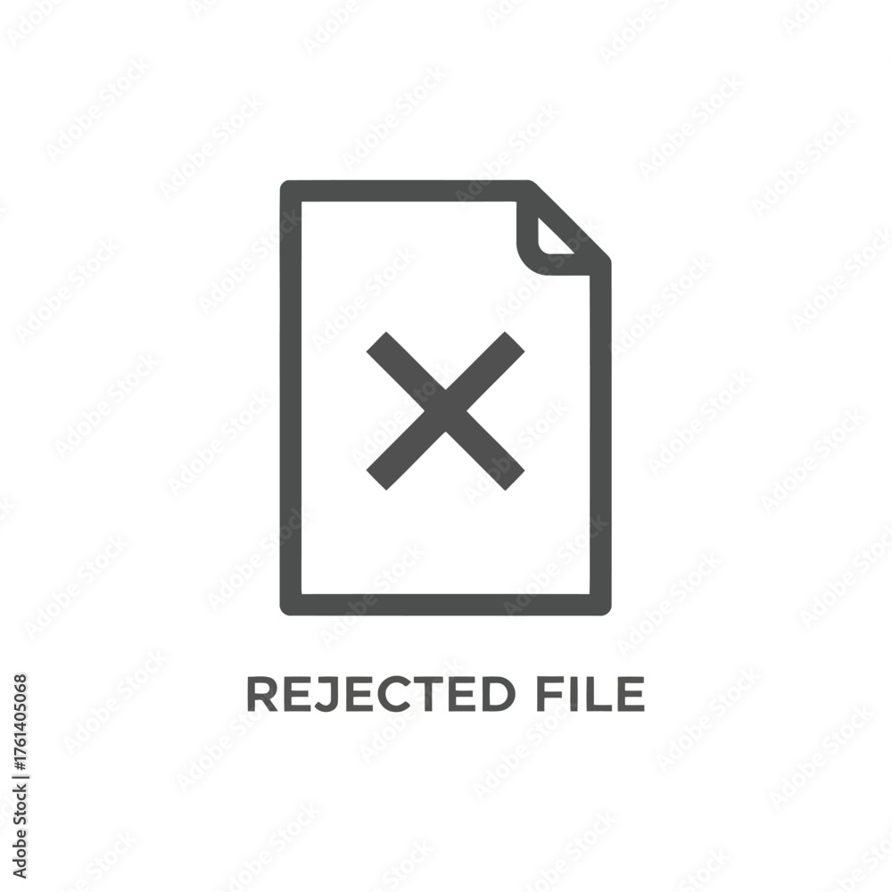 Icon File Rejected Rejected file icon with a cross symbol and text Stock Vector | Adobe Stock