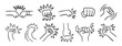 © Yanka - fist and fight related doodle hand drawn icon set. Outline drawing fist and fight related line clipart symbol collection