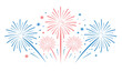 © Shahid3383 - Festive fireworks illustration in red and blue vector graphic for celebrations isolated on white background