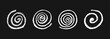 © A_Y_N - Vector collection of round spiral doodles in white crayon, pastel, chalk and charcoal. Kid-style wax squiggle swirls show liquid splash motion, curvy spin movement, like on a school chalkboard.