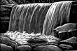 © Ethan - Abstract geometric outline of a waterfall, where the water flow is represented by clean, parallel lines