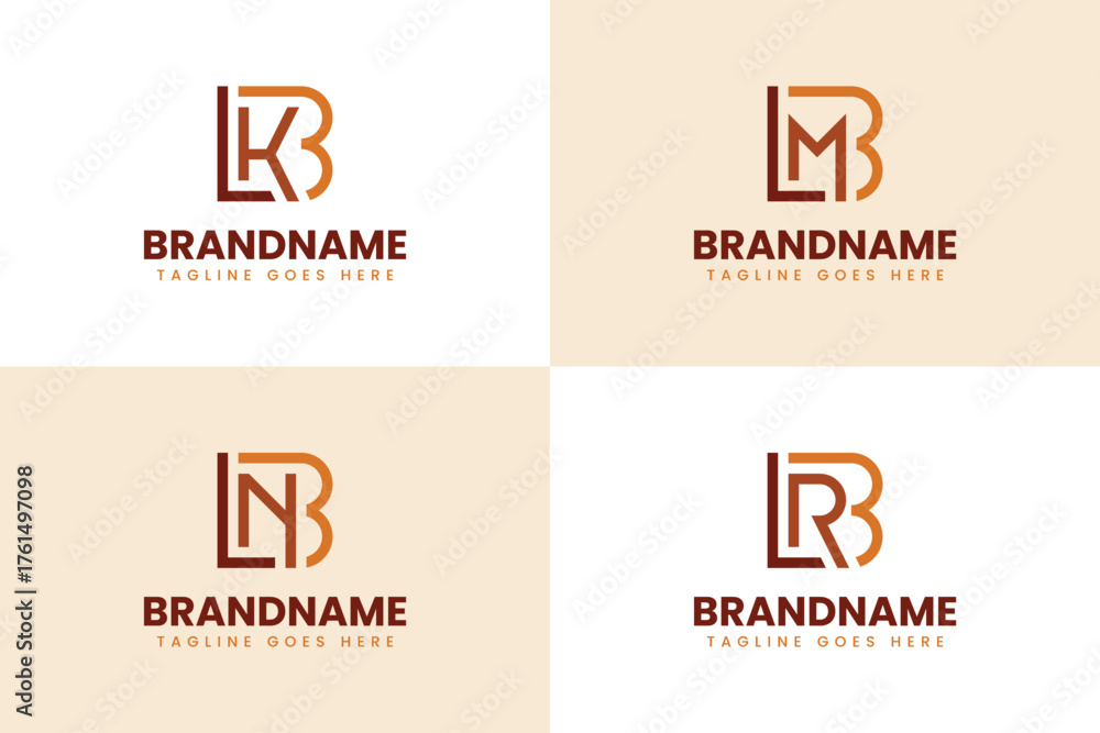 Letters BLK BLM BLN BLR Monogram Logo Set, for brand with LKB LMB LNB ...