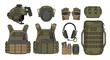 © Avra - Tactical Military Gear Set Helmets, Vests, Gloves, Pouches, and More - Essential Equipment