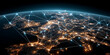 © Thananatt - Disruptive innovation in management strategies europe digital network visualization nighttime aerial viewpoint