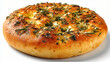 © Rhita - Delicious focaccia bread with herbs and sesame seeds isolated on white background