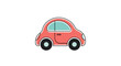 © Maryati - A simple cute red cartoon car with a rounded bubble shape and blue windows.