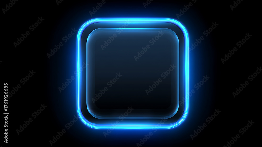 Button Aesthetic Rounded Glowing Blue Button with Rounded Edges on Black Background, UI element ...