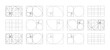 © Hanna - Golden ratio section grid. Fibonacci array, numbers forms. Harmony proportions frames templates. Golden Spiral pattern. Method golden section set. Outline graphic illustration.