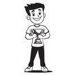 © noer - cartoon of a boy standing with a trophy