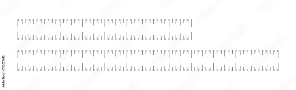 Vektor Set of measuring chart with 8 and 12 inches, ruler scale. Sewing ...