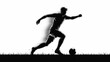 © Md - A black silhouette illustration of a male soccer player in a dynamic kicking pose against a white background.