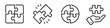 © Comauthor - Puzzle pieces icon set. Puzzle jigsaw outline icons on white background - stock vector.