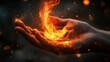 © Obsidian - A person's hands hold a vibrant, dynamic flame, creating a magical and powerful image with sparks and glowing embers.