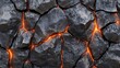 © Alokesh - Fiery cracks in dark rock glowing lava veins intense heat geological texture abstract art high resolution photo