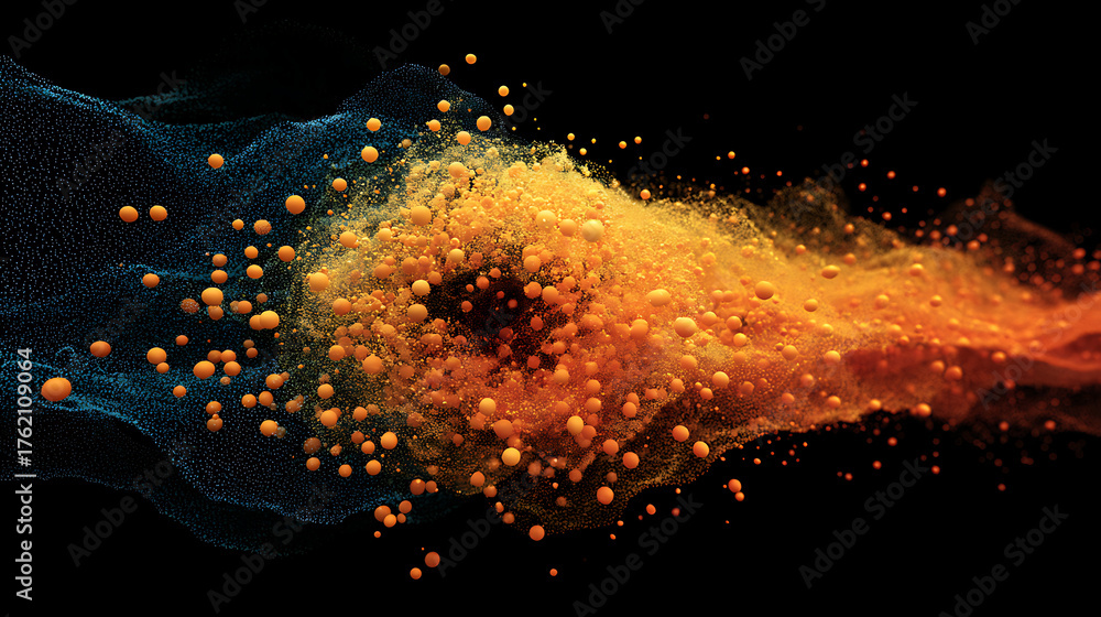 Medical visualization depicting dynamic virus particle dispersion ...