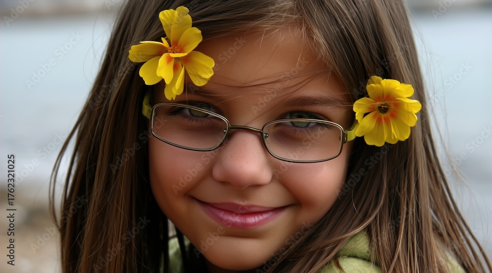 Portrait D une Adorable Jeune Fille Avec Des Lunettes Souriante Et portrait-d-une-adorable-jeune-fille-avec-des-lunettes-souriante-et