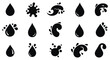 © MdGolam - Collection of stylized black water droplets and splashes in various forms