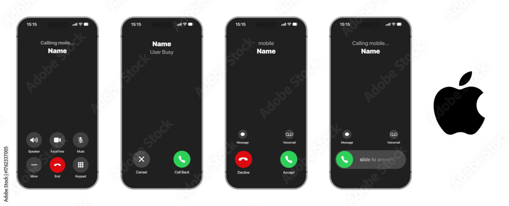 iPhone 17 Pro Max ios 26 Incoming Call Screen mockup with slide to ...