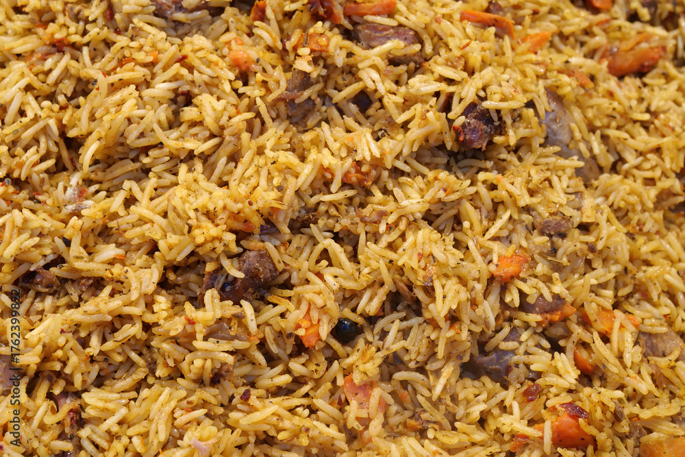 Rice pilau with meat and spices Stock Photo | Adobe Stock