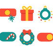 © Fortune228 - Festive Interface flat icons: holiday buttons, snowflake cursor, gift icon, ornament loader, wreath badge, candy cane toggle.