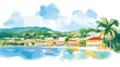 © Aquir - Montego Bay. Montego Bay hand drawn watercolor illustration