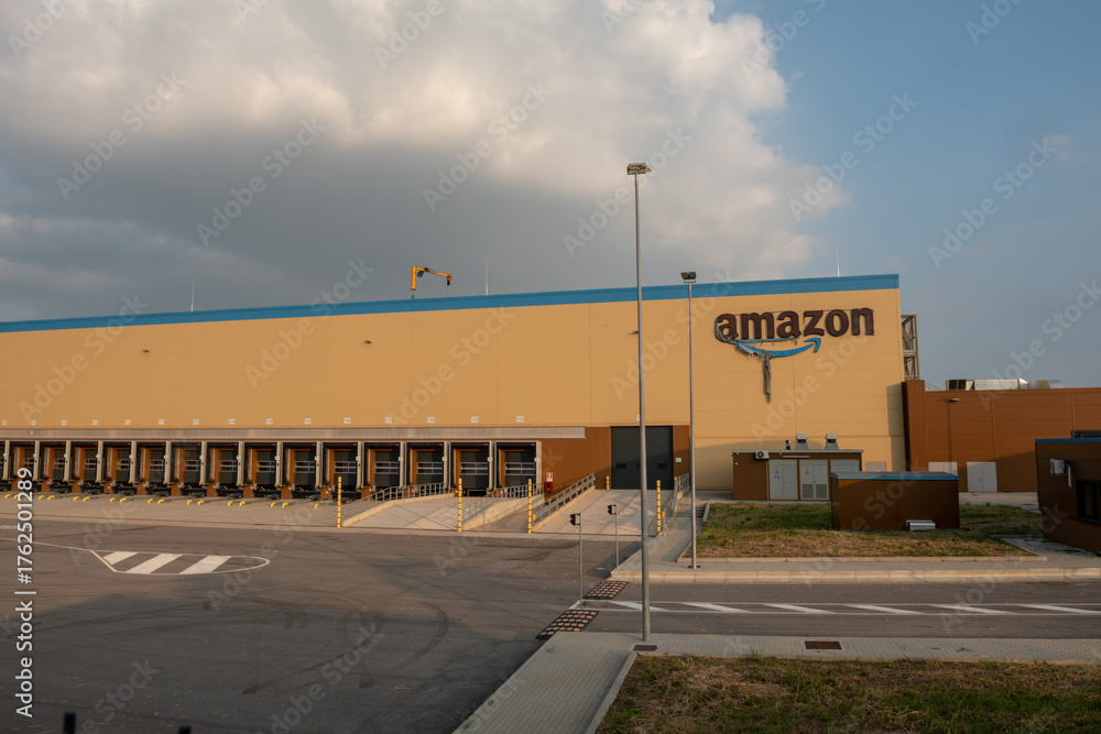 Modern Amazon hub for freight and package logistics ready for shipment ...
