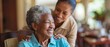 © Luna Whisper - African American senior receiving personal care assistance in nursing home with caregiver support. Elder care long term healthcare services and compassionate professional assisted living facility.