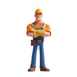 © Pablo - 3D Construction Worker Character in Blue Overalls and Yellow Hard Hat