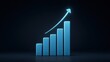 © 69 - 3D Blue Bar Chart with Glowing Arrow Representing Growth in Modern Business Environment