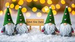 © Haseeb - Cute christmas gnomes with save the date sign on snowy background