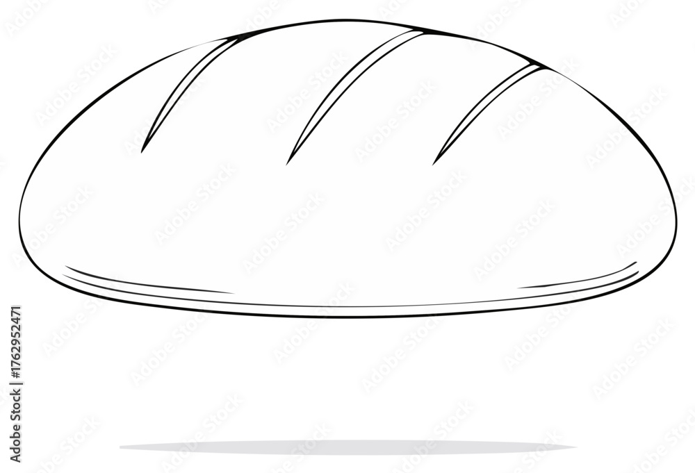 Loaf of Bread Vector Illustration, Black and White Drawing of Baked ...