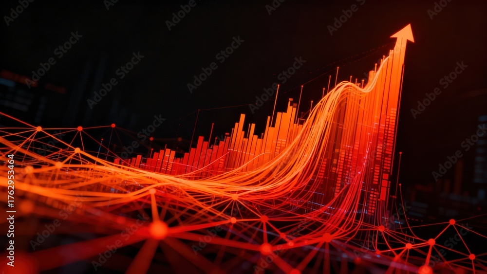 Futuristic digital chart illustrating financial growth and market ...