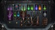 © AbdullahStudio - Highly detailed dark fantasy RPG game inventory screen GUI with various magical items