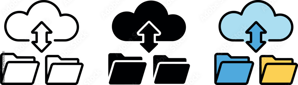 Cloud storage and data transfer with folder icons for data management ...