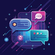 © Sabetri - encrypted chat bubbles glowing in cyber style .eps