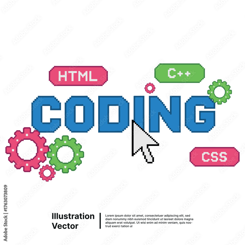 Coding and Programming Concepts with HTML, CSS, and C++ Represented by ...