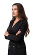 © ImageFlow - Confident businesswoman with long hair in formal outfit, arms crossed, isolated on white background. Concept of leadership, strength, professionalism