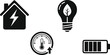 © asadul - Energy icons set house lightning bolt light bulb leaf thermometer battery vector