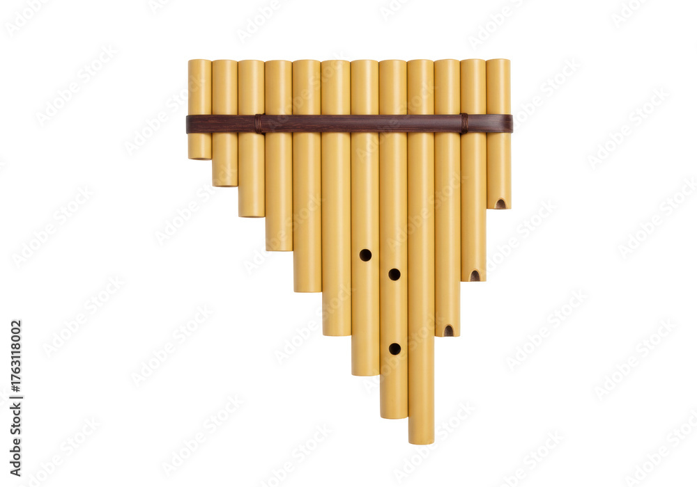 Pandan Musical Instruments Pan flute isolated on transparent background, traditional Andean ...