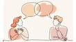© HOUSE OF ART - Two people in conversation with speech bubbles