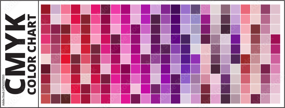Red to Purple Color Bridge Coated CMYK. Color Chart. Print Test