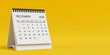 © doomu - White Desk Monthly December 2025 Business Calendar. 3d Rendering