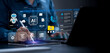 © Antony Weerut - AI agent and generative artificial intelligence concept. Businessman using AI agents on screen including chatbots, AI assistants, and data analytics tools on a laptop. LLM, Ai agentic workflows. ML.
