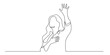 © bakullogo - Continuous line drawing of a Christian woman praying with her hands raised.Woman praying earnestly to God. Single line vector illustration.