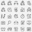 © TAWHID;EPS,JPG STOCK - Comprehensive collection of outline vector icons for logistics, including symbols for global shipping, warehouse management, and secure parcel delivery